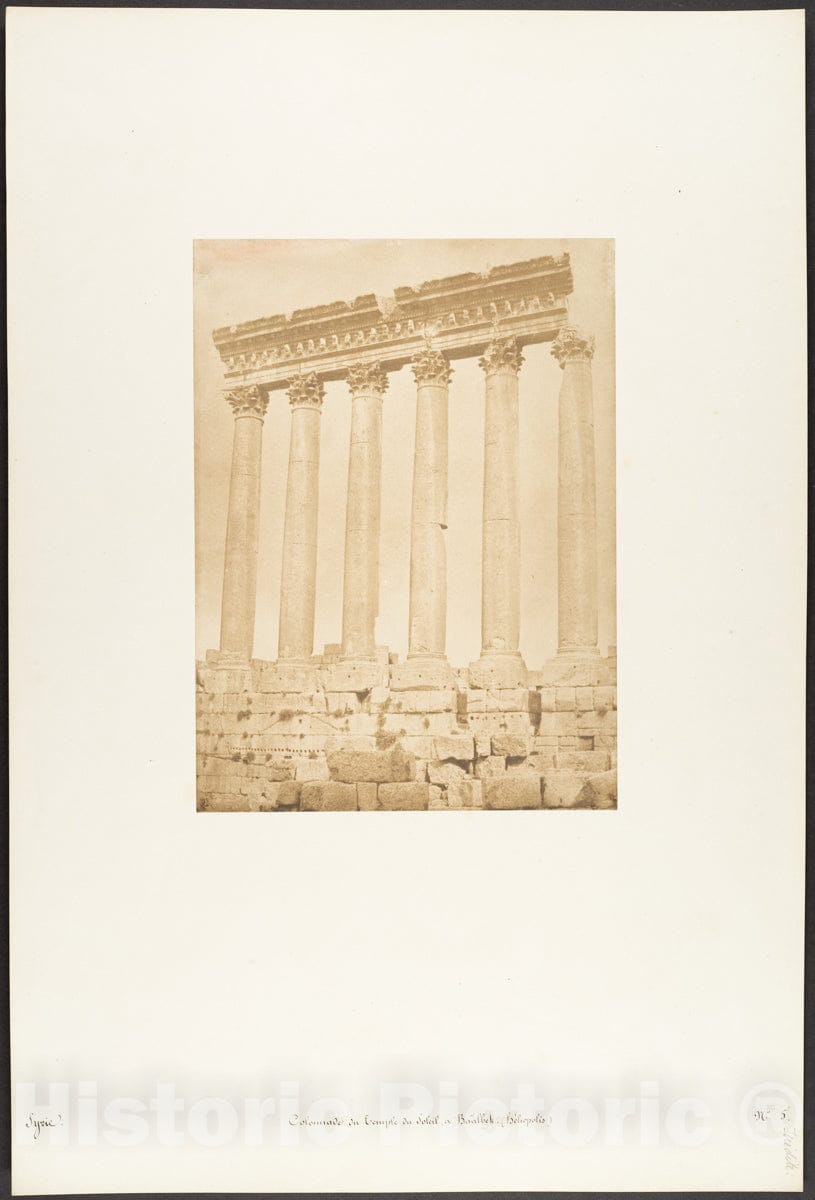 Photo Print : Maxime Du Camp - Colonnade du Temple du Soleil, à Baâlbek (Héliopolis) 1 : Vintage Wall Art