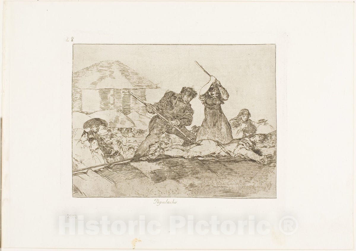 Art Print : Rabble, plate twenty-eight from The Disasters of War, Francisco Goya, c 1879, Vintage Wall Decor :