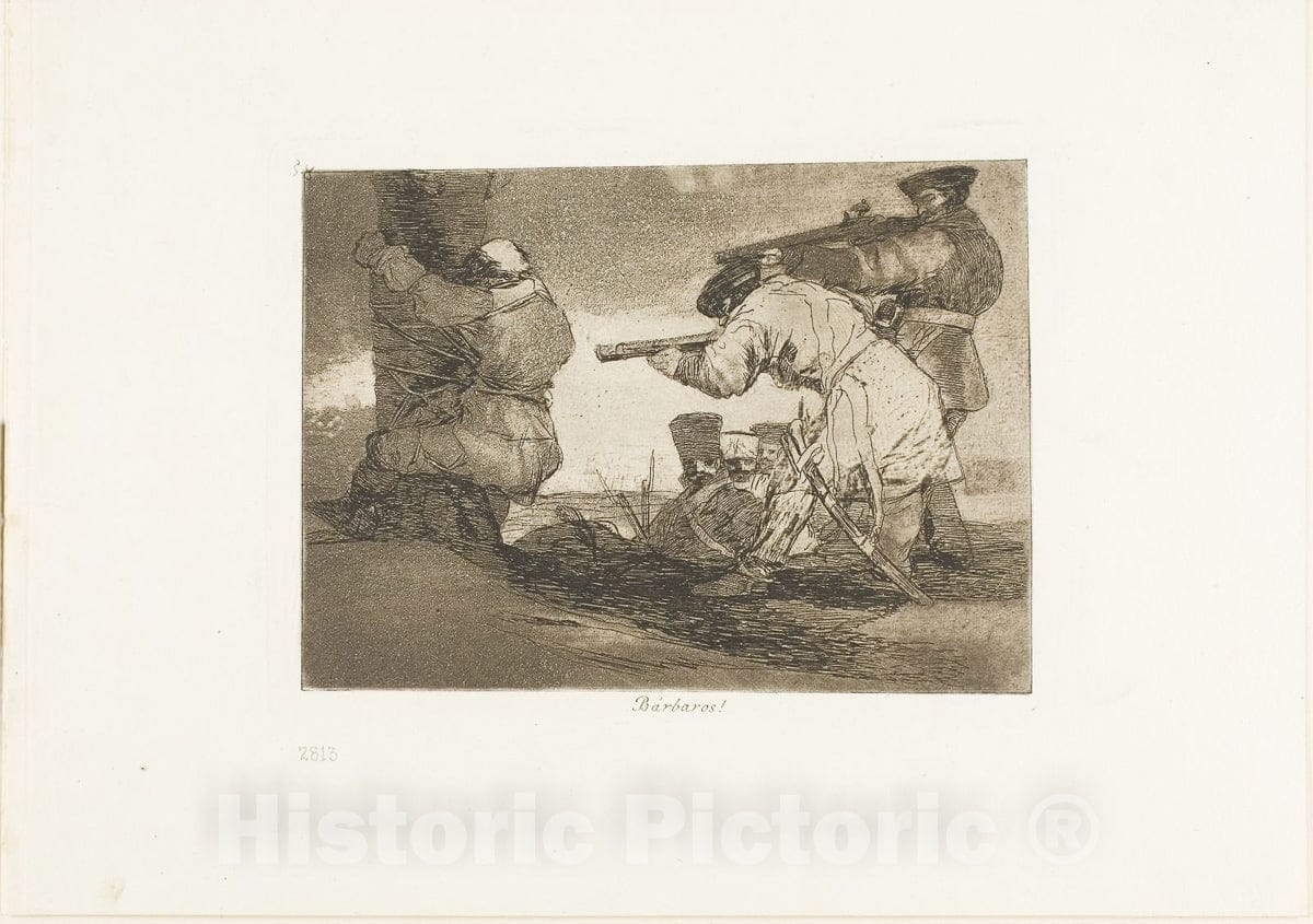 Art Print : Barbarians!, plate thirty-eight from The Disasters of War, Francisco Goya, c.1815, Vintage Wall Decor :