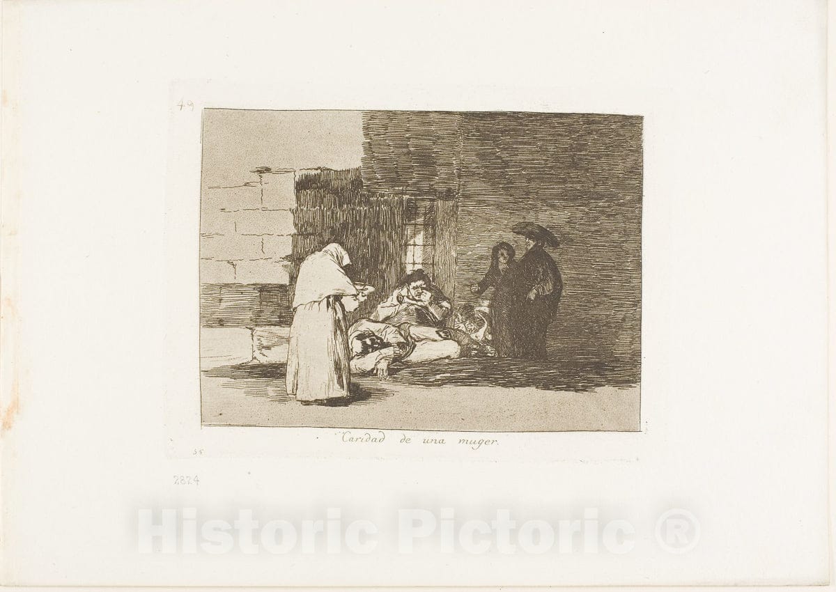 Art Print : A Womans Charity, plate forty-nine from The Disasters of War, Francisco Goya, c.1811, Vintage Wall Decor :