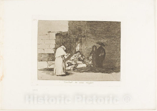 Art Print : A Womans Charity, plate forty-nine from The Disasters of War, Francisco Goya, c.1811, Vintage Wall Decor :