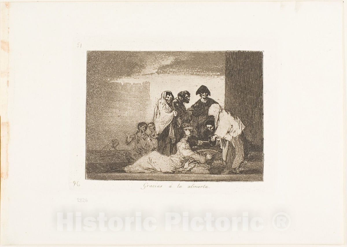 Art Print : Thanks to the Millet, plate fifty-one from The Disasters of War, Francisco Goya, c.1811, Vintage Wall Decor :
