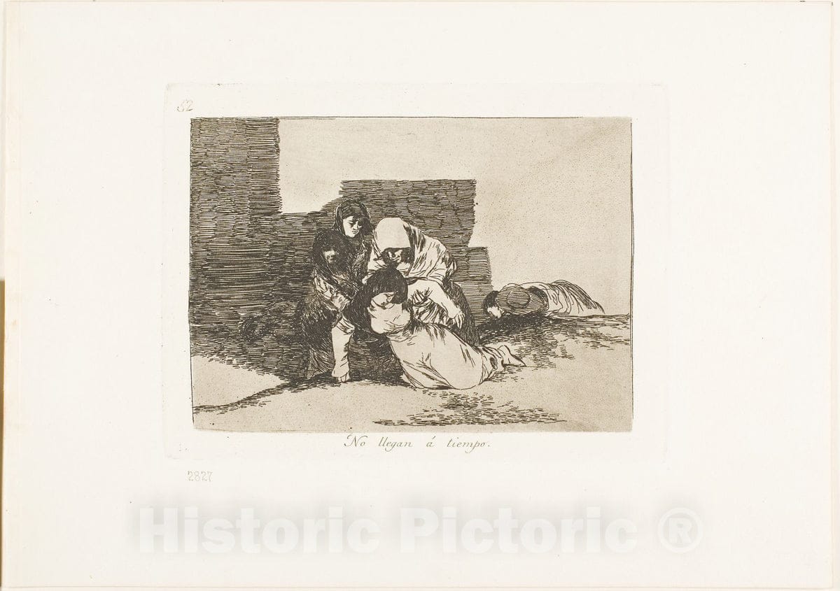 Art Print : They Do Not Arrive in Time, plate fifty-two from The Disasters of War, Francisco Goya, c.1654, Vintage Wall Decor :