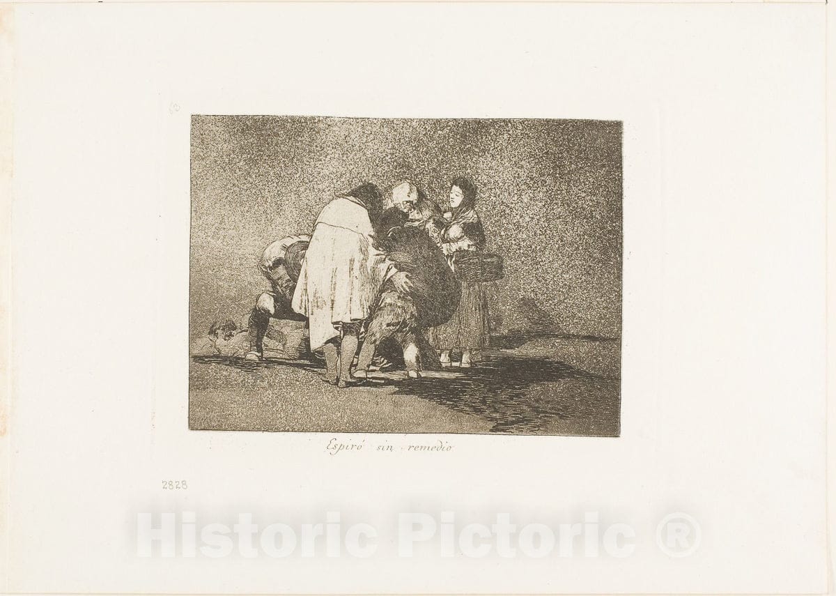 Art Print : There Was Nothing to be Done and He Died, plate fifty-three from The Disasters of War, Francisco Goya, c 1886, Vintage Wall Decor :