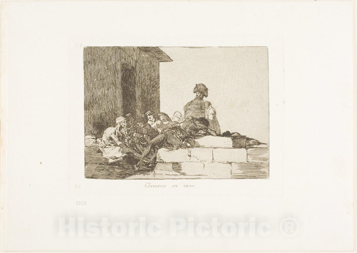 Art Print : Appeals are in vain, plate fifty-four from The Disasters of War, Francisco Goya, c.1811, Vintage Wall Decor :