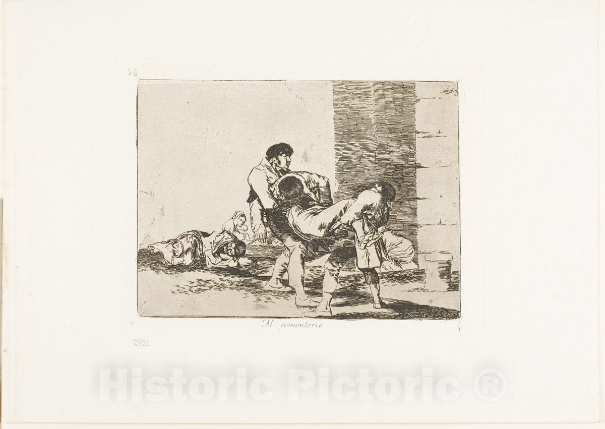 Art Print : To the Cemetery, plate fifty-six from The Disasters of War, Francisco Goya, c.1814, Vintage Wall Decor :