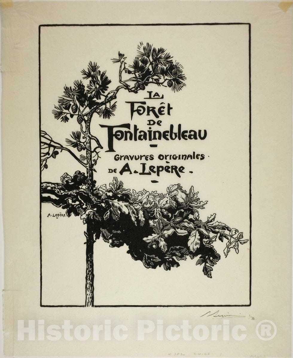 Art Print : Frontispiece to La ForÃªt de Fontainebleau, Louis Auguste LepÃ¨re, c 1890, Vintage Wall Decor :