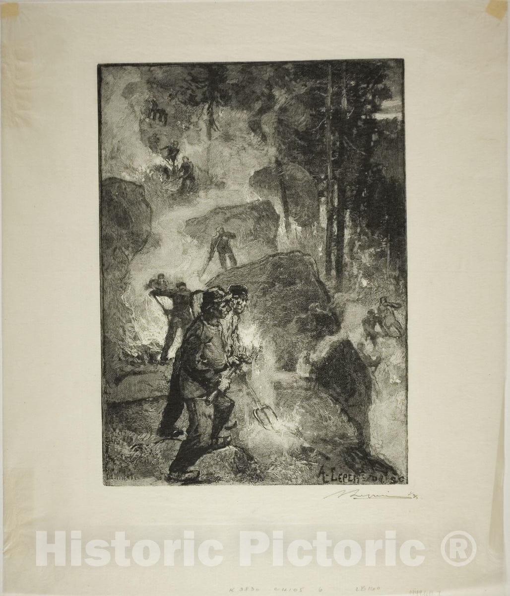 Art Print : Fern Burners in the Forest, Louis Auguste LepÃ¨re, c.1908, Vintage Wall Decor :