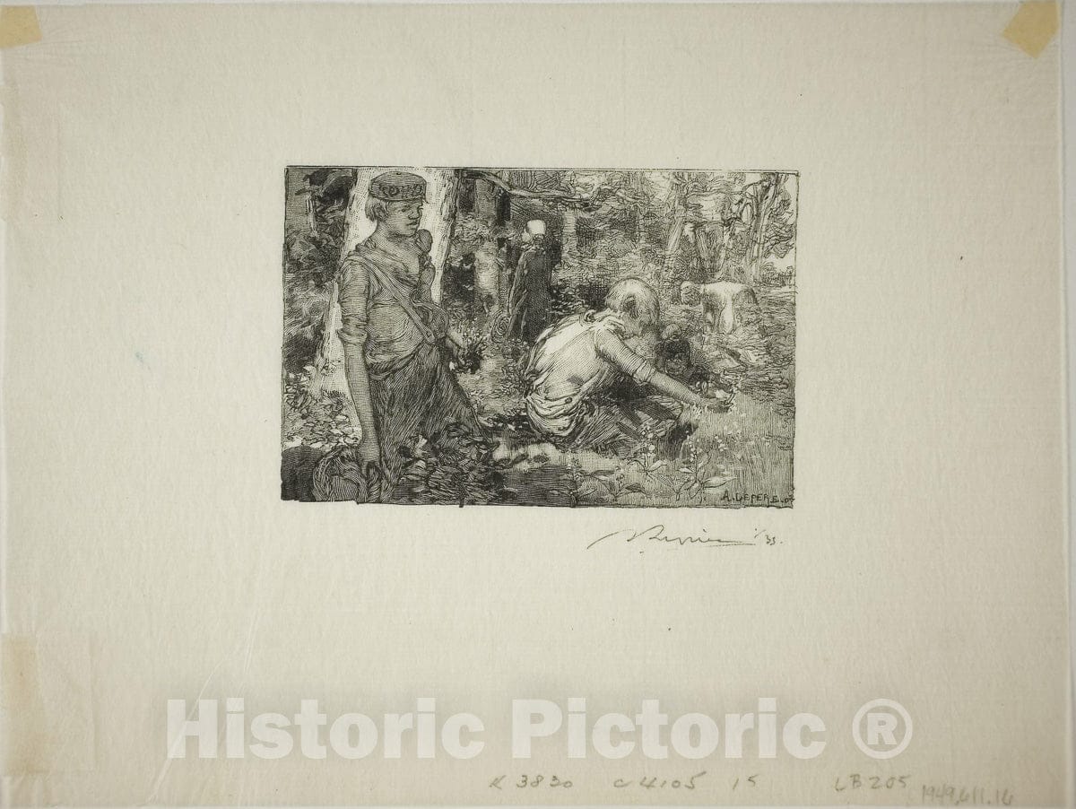 Art Print : Gathering Lily-of-the-Valley, Louis Auguste LepÃ¨re, c.1908, Vintage Wall Decor :