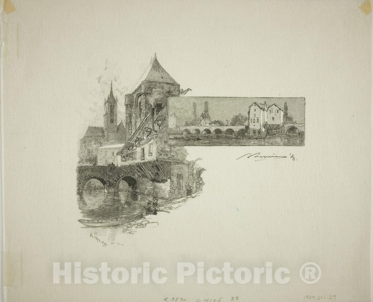 Art Print : Moret: the Wood-Mill, Louis Auguste LepÃ¨re, c 1852, Vintage Wall Decor :