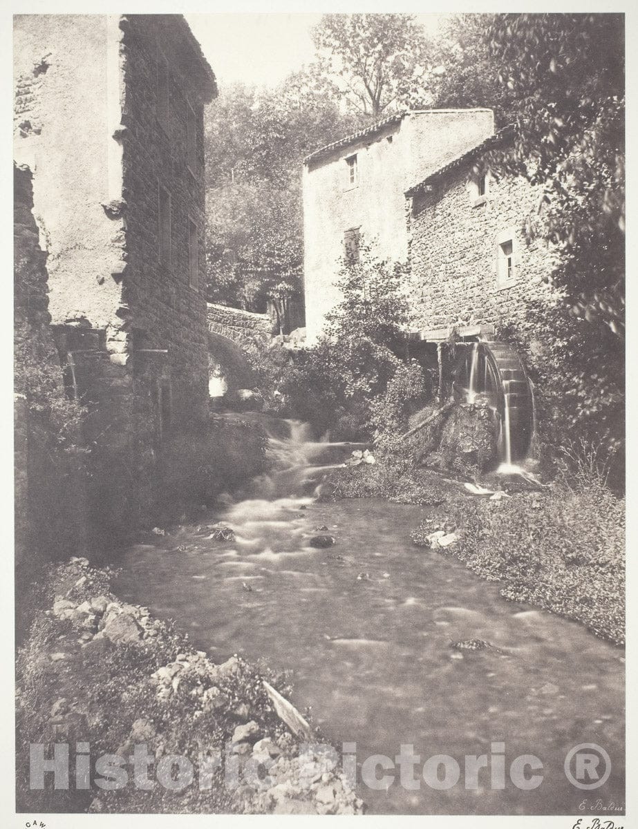 Art Photo : Moulins a eau en Auvergne, Edouard Denis Baldus, c 1855, Vintage Wall Decor :