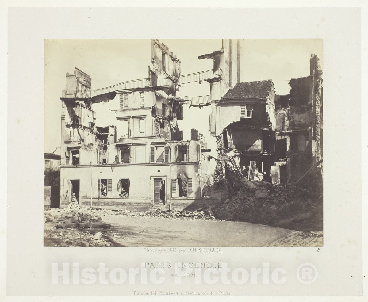 Art Photo : Paris Fire (Ruins of Houses, Rue de lHÃ´pital [Saint-Cloud]), Charles Soulier, c 1856, Vintage Wall Decor :