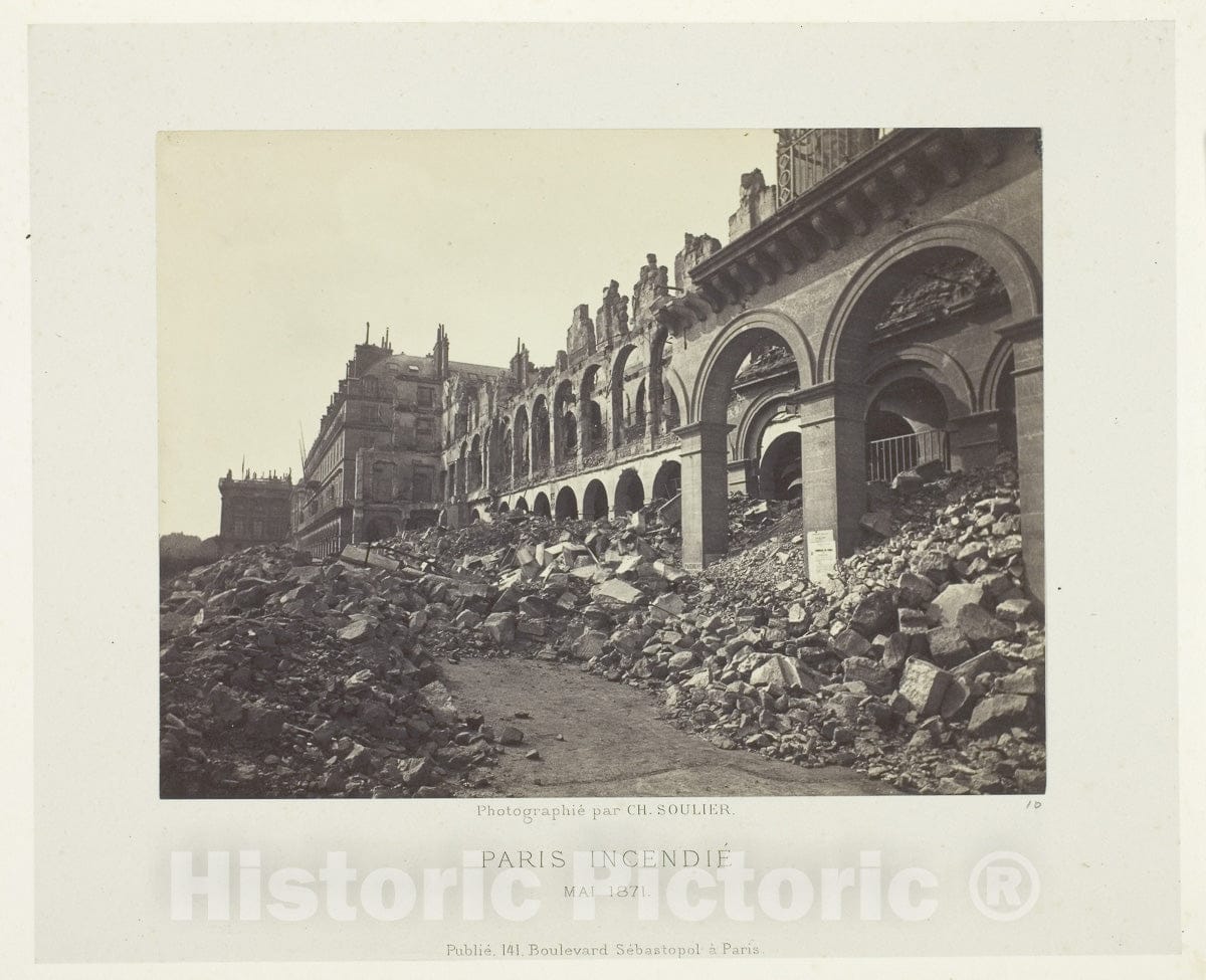 Art Photo : Paris Fire (Ministry of Finance), Charles Soulier, c 1862, Vintage Wall Decor :