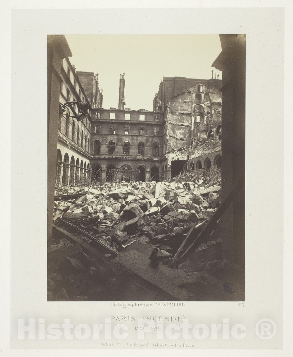 Art Photo : Paris Fire (Interior of the Ministry of Finance), Charles Soulier, c 1862, Vintage Wall Decor :