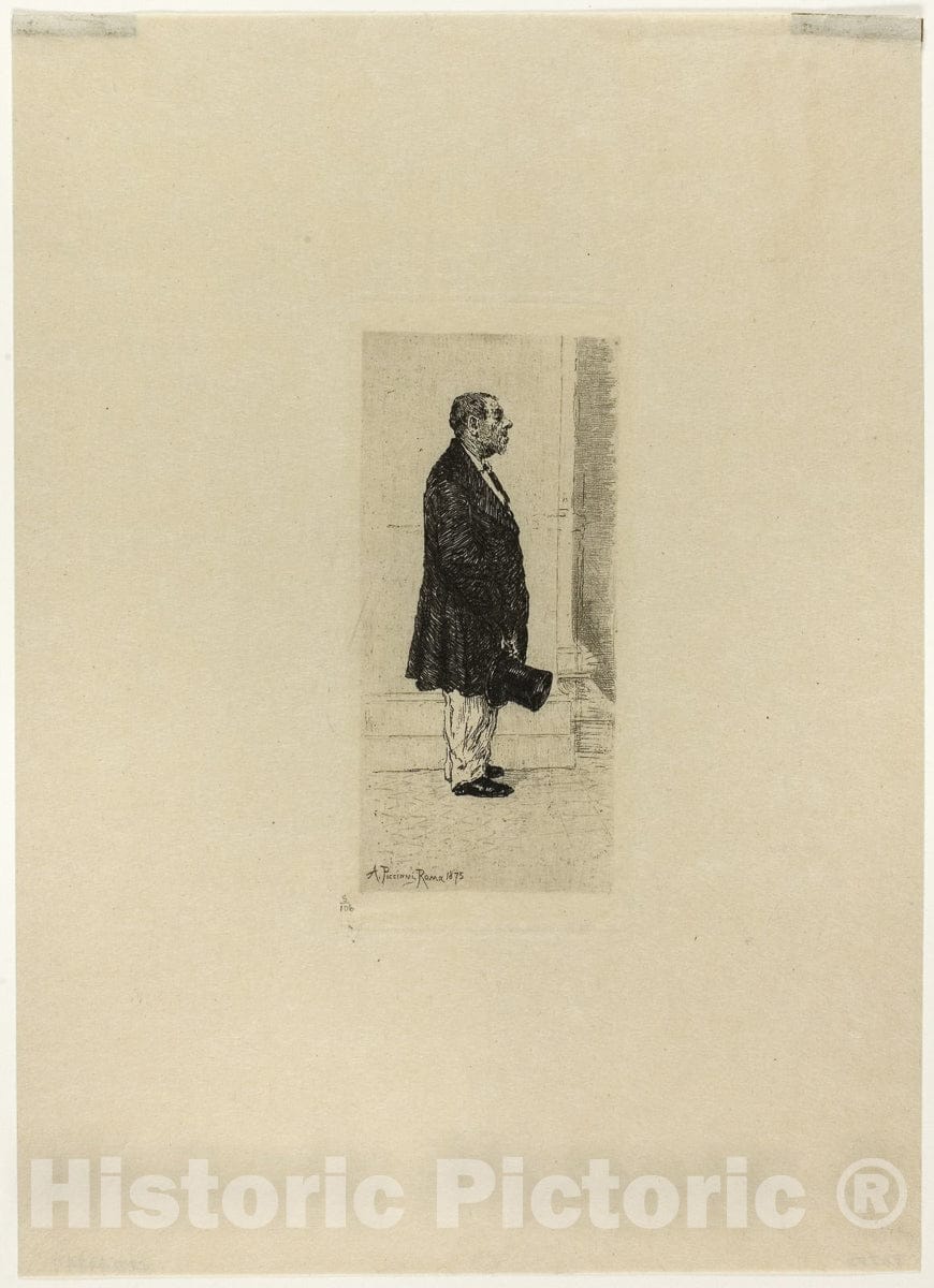 Art Print : Man Standing in Church, Antonio Piccinni, c.1808, Vintage Wall Decor :