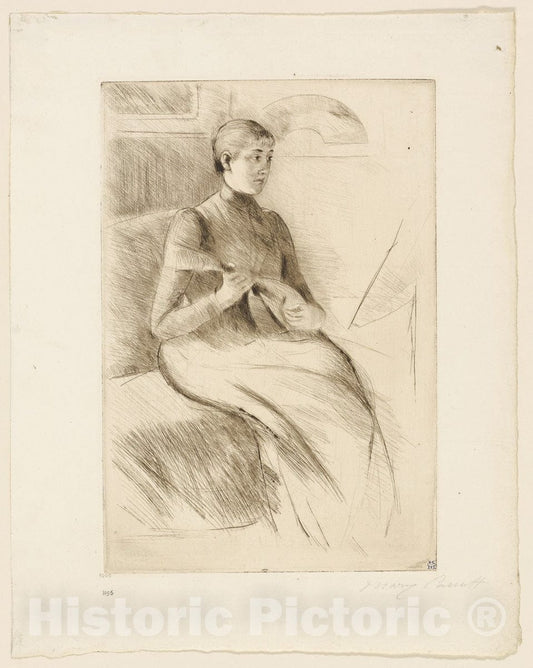 Art Print : The Mandolin Player, Mary Cassatt, c 1787, Vintage Wall Decor :
