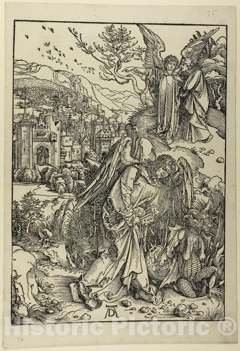 Art Print : The Angel with the Key of the Bottomless Pit, from The Apocalypse, Albrecht DÃ¼rer, c 1889, Vintage Wall Decor :
