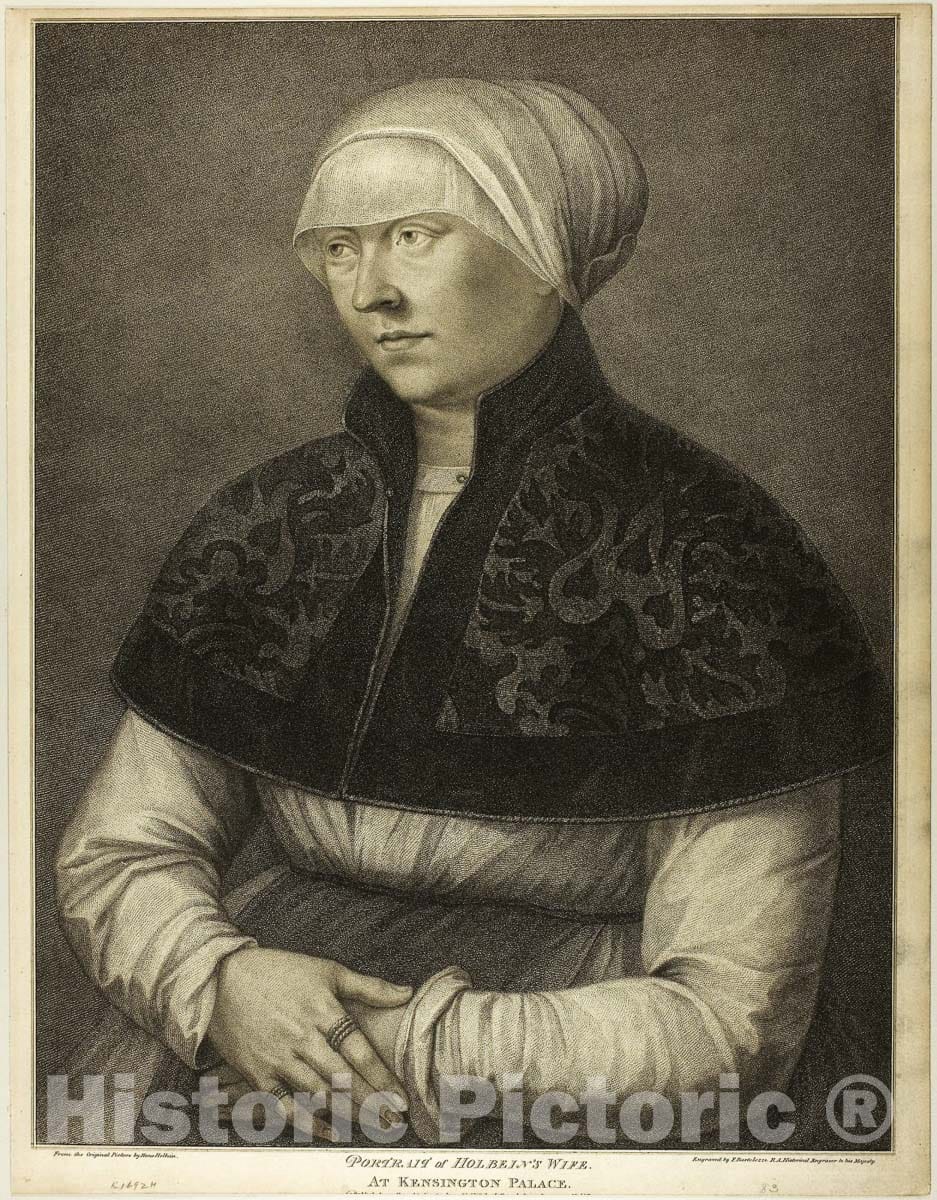 Art Print : Holbeins Wife, Francesco Bartolozzi, c.1792, Vintage Wall Decor :