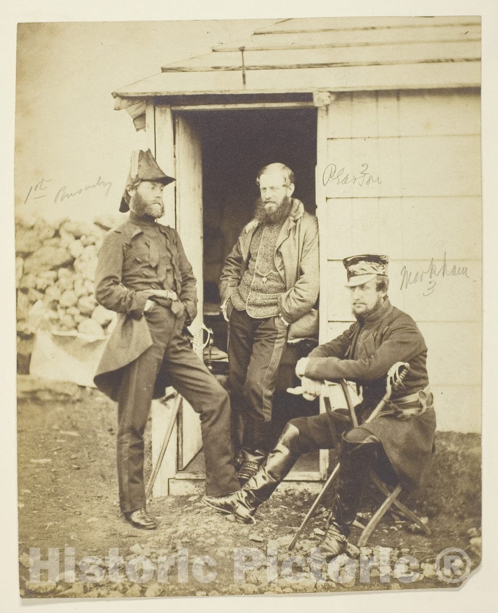 Art Photo : Ponsonby, General;  Pearson, General; Fredrick Markham  Taken on the Field, Crimea, Roger Fenton, c 1839, Vintage Wall Decor :