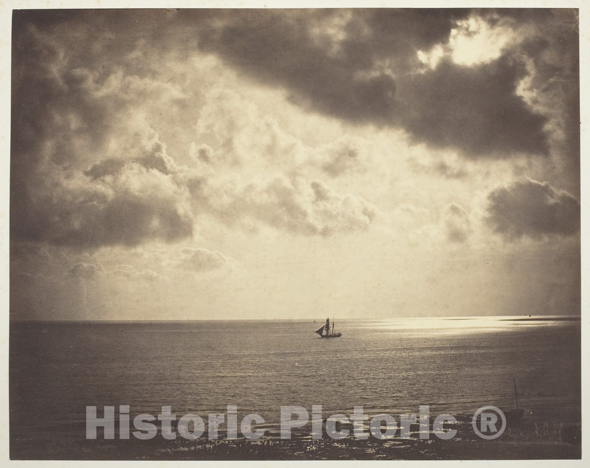 Art Photo : Brig on the Water, Gustave Le Gray, c 1871, Vintage Wall Decor :