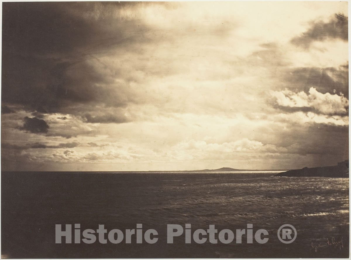 Art Photo : Cloudy Sky, Mediterranean Sea, Gustave Le Gray, c 1865, Vintage Wall Decor :