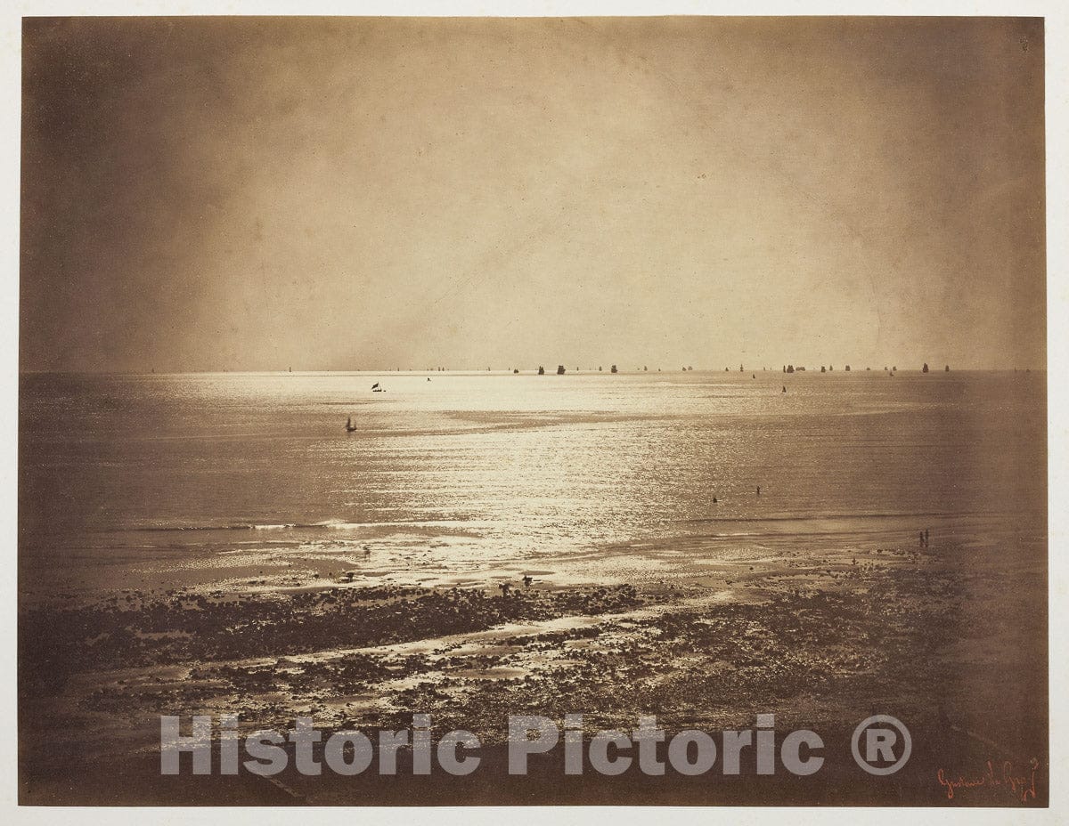 Art Photo : Seascape, Normandy, Gustave Le Gray, c 1857, Vintage Wall Decor :