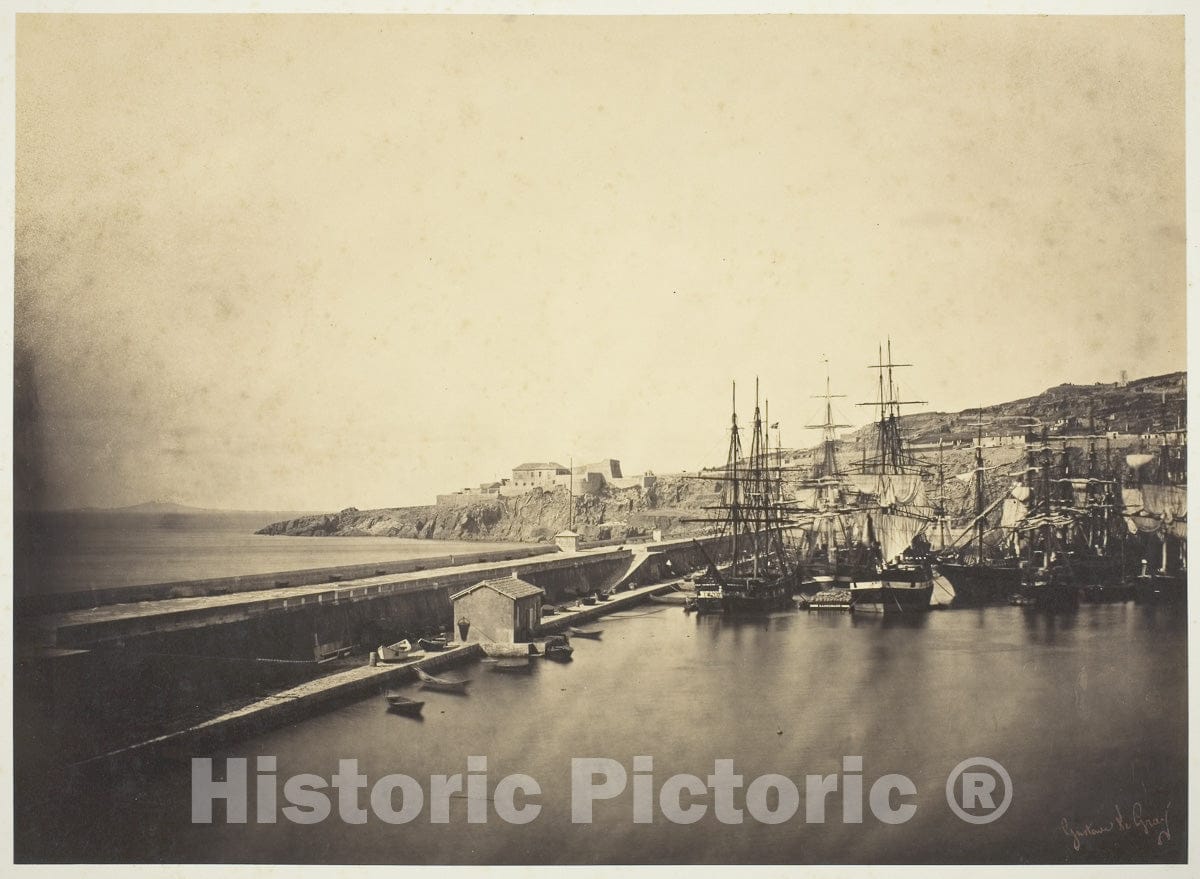Art Photo : The Jetty at SÃ¨te, Gustave Le Gray, c 1862, Vintage Wall Decor :