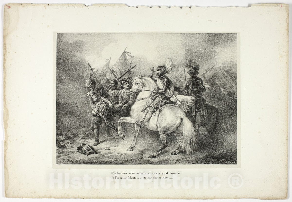 Art Print : Jordonnais, mais en vain, quon epargnat Joyeuse..., Horace Vernet, c 1922, Vintage Wall Decor :