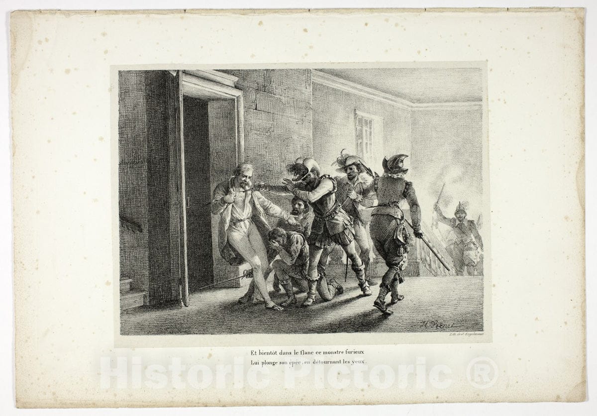 Art Print : Et bientÃ´t dans le flanc ce monstre furieux..., Horace Vernet, c 1922, Vintage Wall Decor :