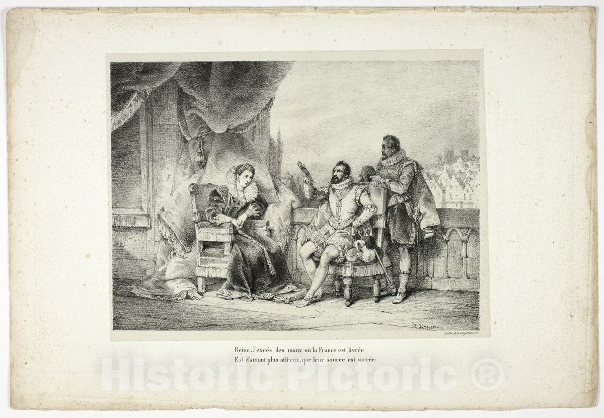 Art Print : Reine, lexces des maux oÃ¹ la France est livree..., Horace Vernet, c 1836, Vintage Wall Decor :