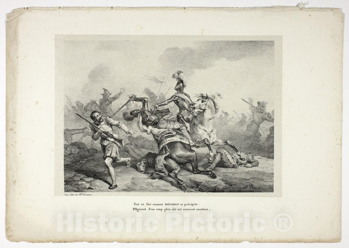 Art Print : Sur ce fier ennemi BOURBON se precipite..., Horace Vernet, c 1822, Vintage Wall Decor :