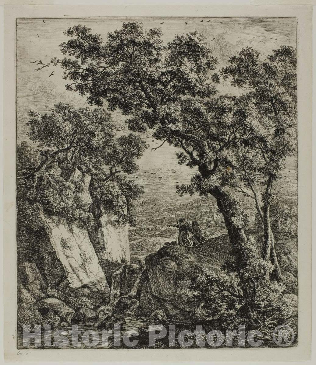 Art Print : Tobias and the Angel, from Six Landscape Subjects from the Old Testament, Anthonie Waterloo, c.1786, Vintage Wall Decor :