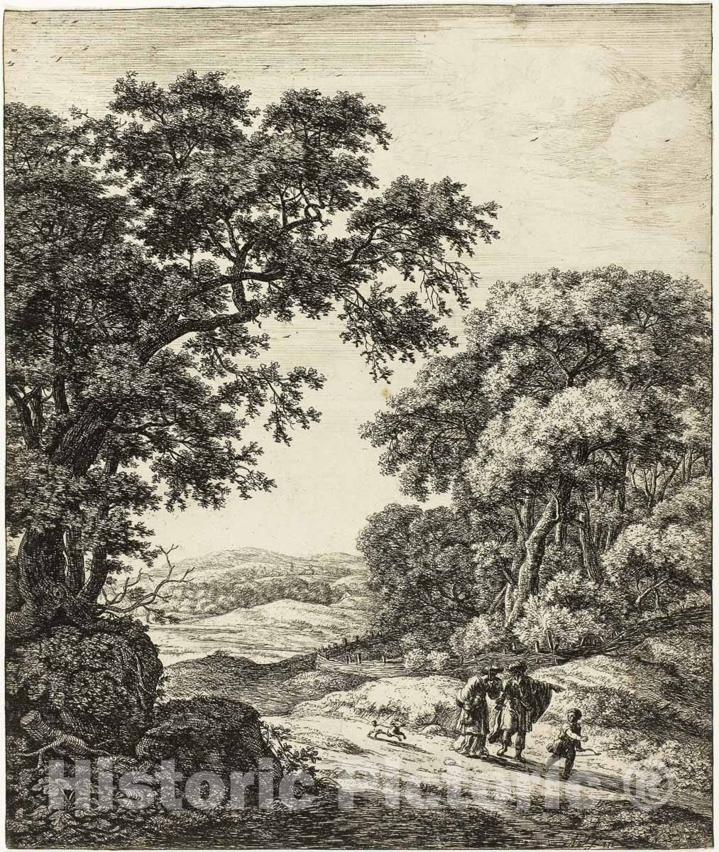Art Print : Hagars Departure, from Six Landscape Subjects from the Old Testament, Anthonie Waterloo, c.1786, Vintage Wall Decor :