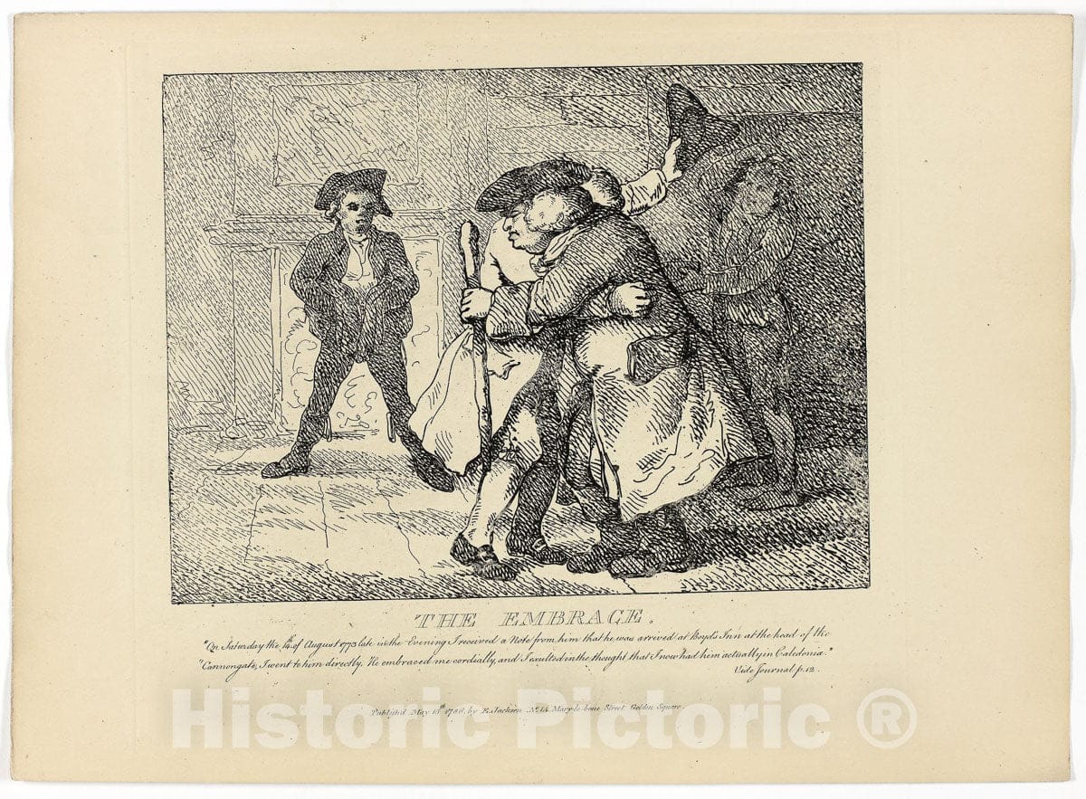 Art Print : The Embrace, from Boswells Tour of the Hebrides, Thomas Rowlandson, c.1786, Vintage Wall Decor :