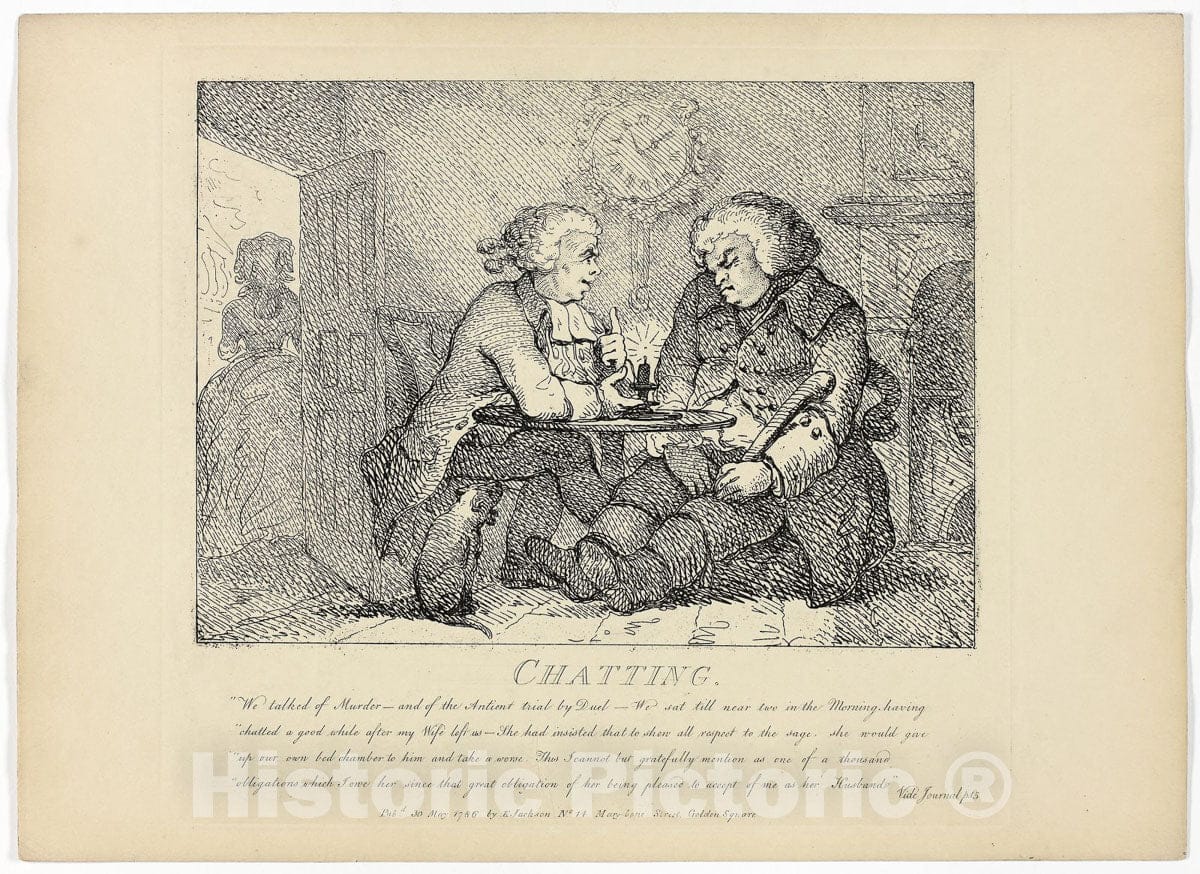 Art Print : Chatting, from Boswells Tour of the Hebrides, Thomas Rowlandson, c.1786, Vintage Wall Decor :