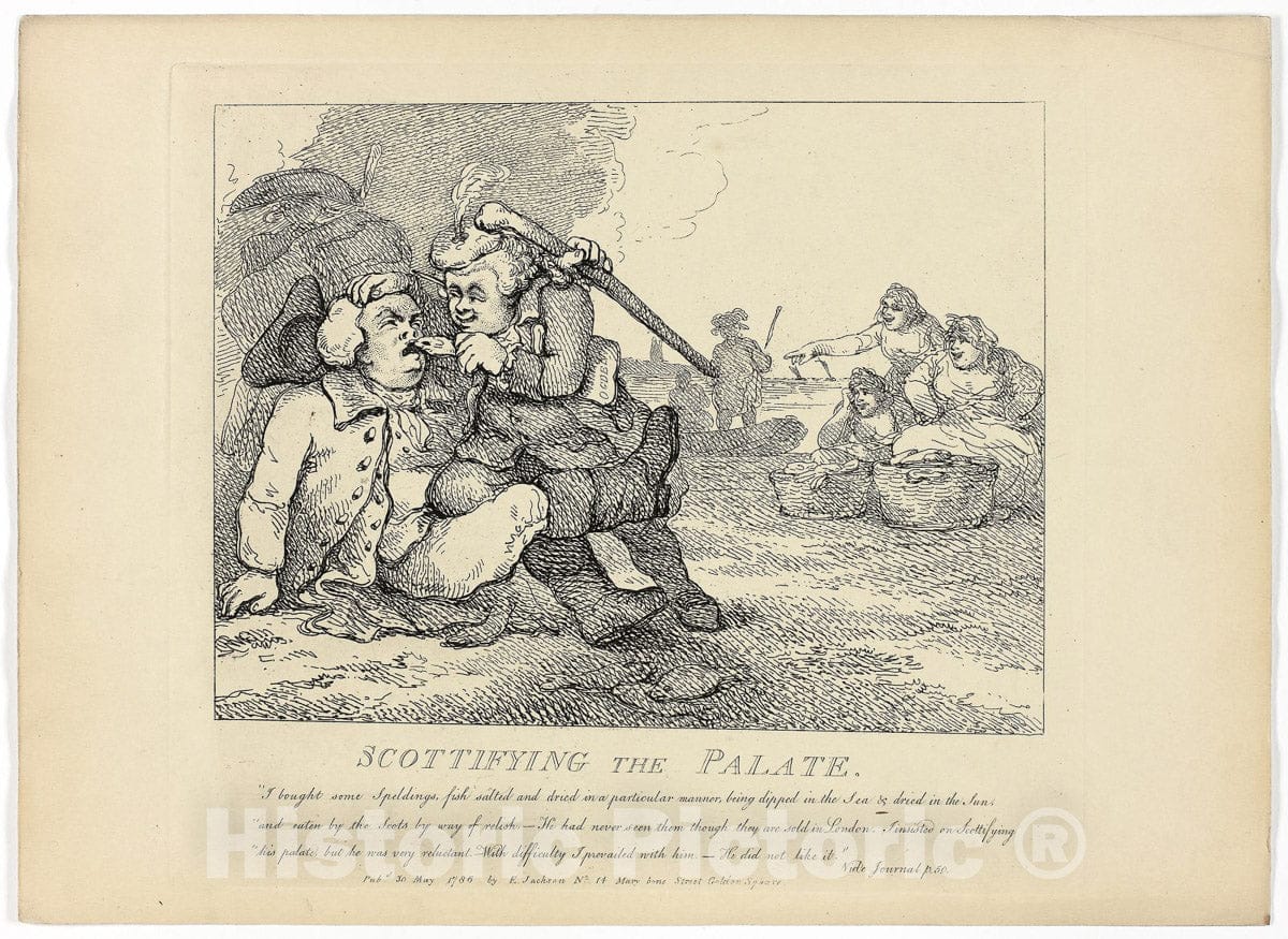 Art Print : Scottifiying the Palate, from Boswells Tour of the Hebrides, Thomas Rowlandson, c 1935, Vintage Wall Decor :