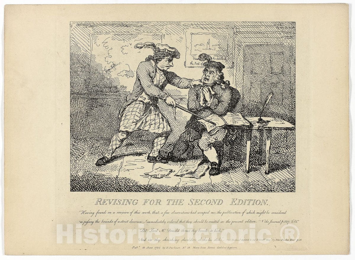 Art Print : Revising for the Second Edition, from Boswells Tour of the Hebrides, Thomas Rowlandson, c.1731, Vintage Wall Decor :