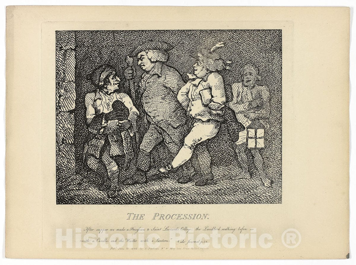 Art Print : The Procession, from Boswells Tour of the Hebrides, Thomas Rowlandson, c.1731, Vintage Wall Decor :