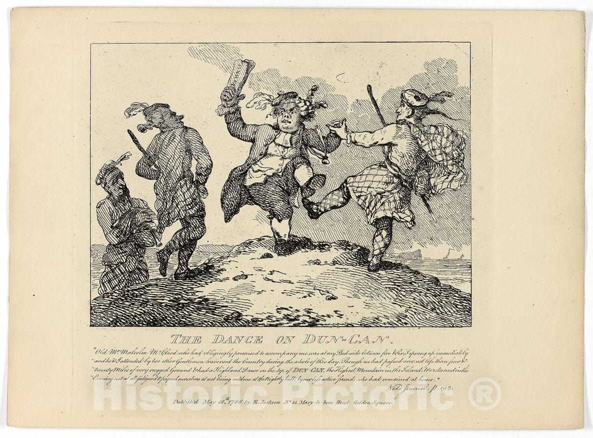 Art Print : The Dance of the Dun-Can, from Boswells Tour of the Hebrides, Thomas Rowlandson, c.1616, Vintage Wall Decor :