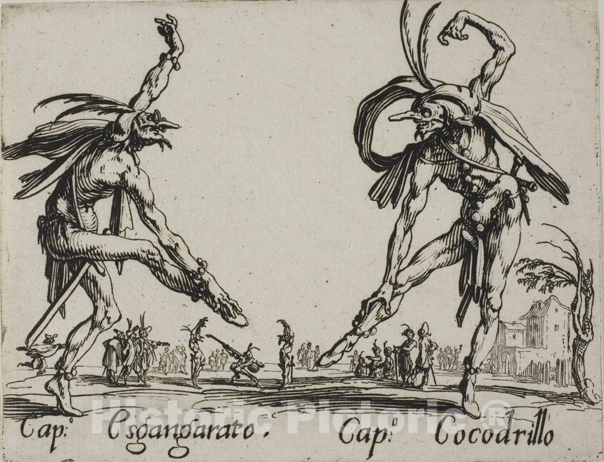 Art Print : Gian Fritello - Ciurlo, from Balli di Sfessania, Jacques Callot, c.1622, Vintage Wall Decor :