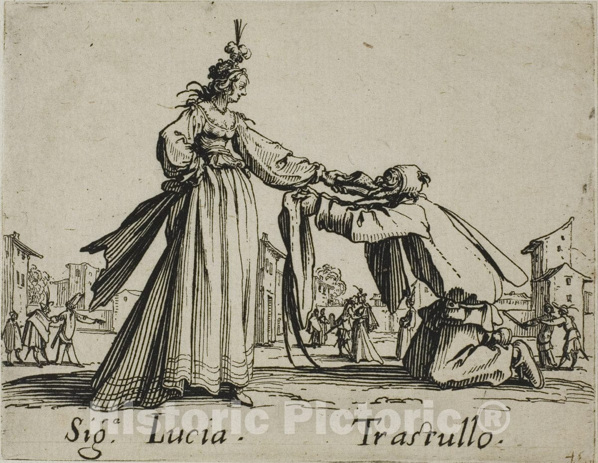 Art Print : Scapino - Cap. Zerbino, from Balli di Sfessania, Jacques Callot, c.1661, Vintage Wall Decor :