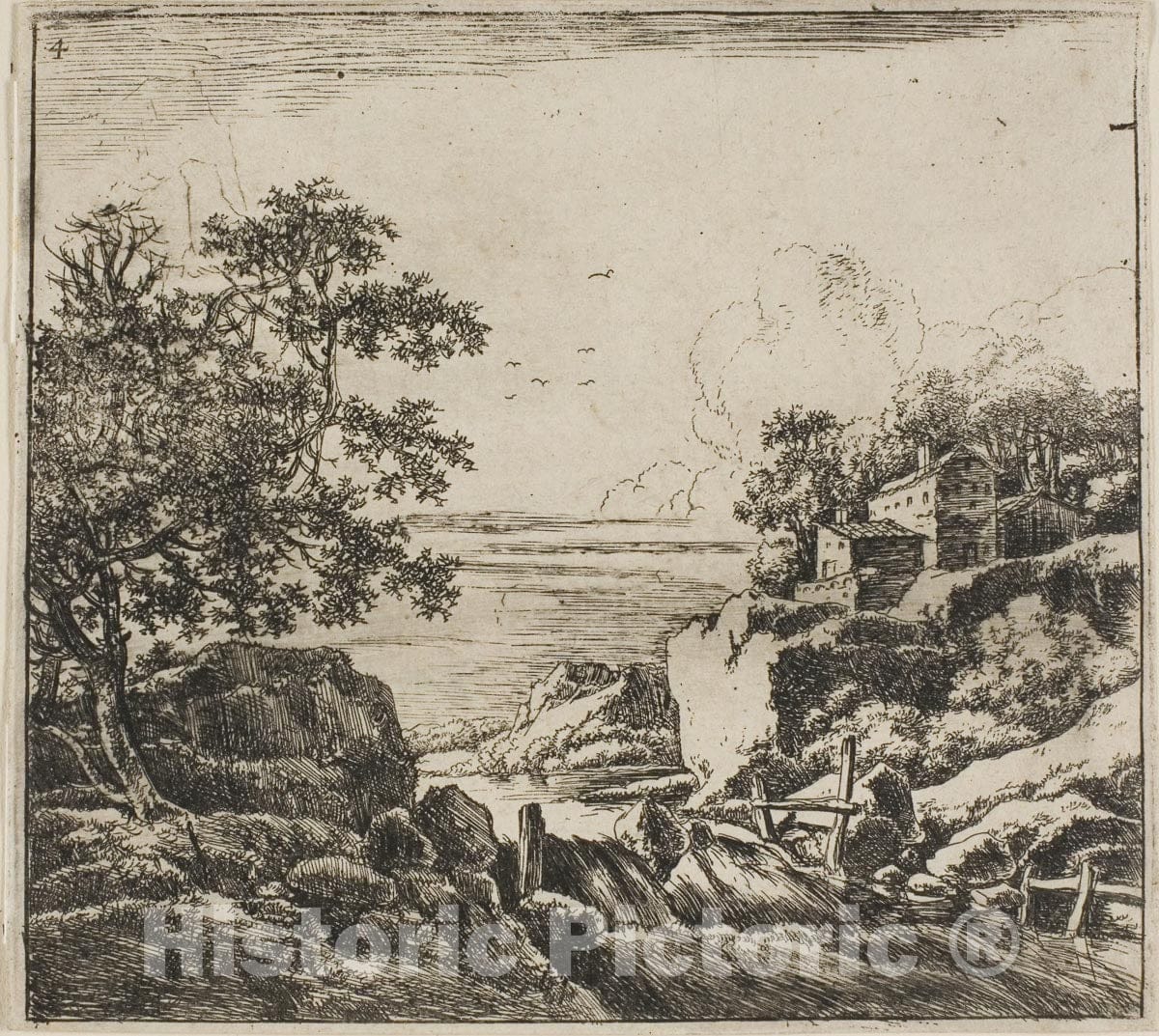 Art Print : The Cascade, from the series Set of Landscapes, Herman Naijwincx, c.1912, Vintage Wall Decor :