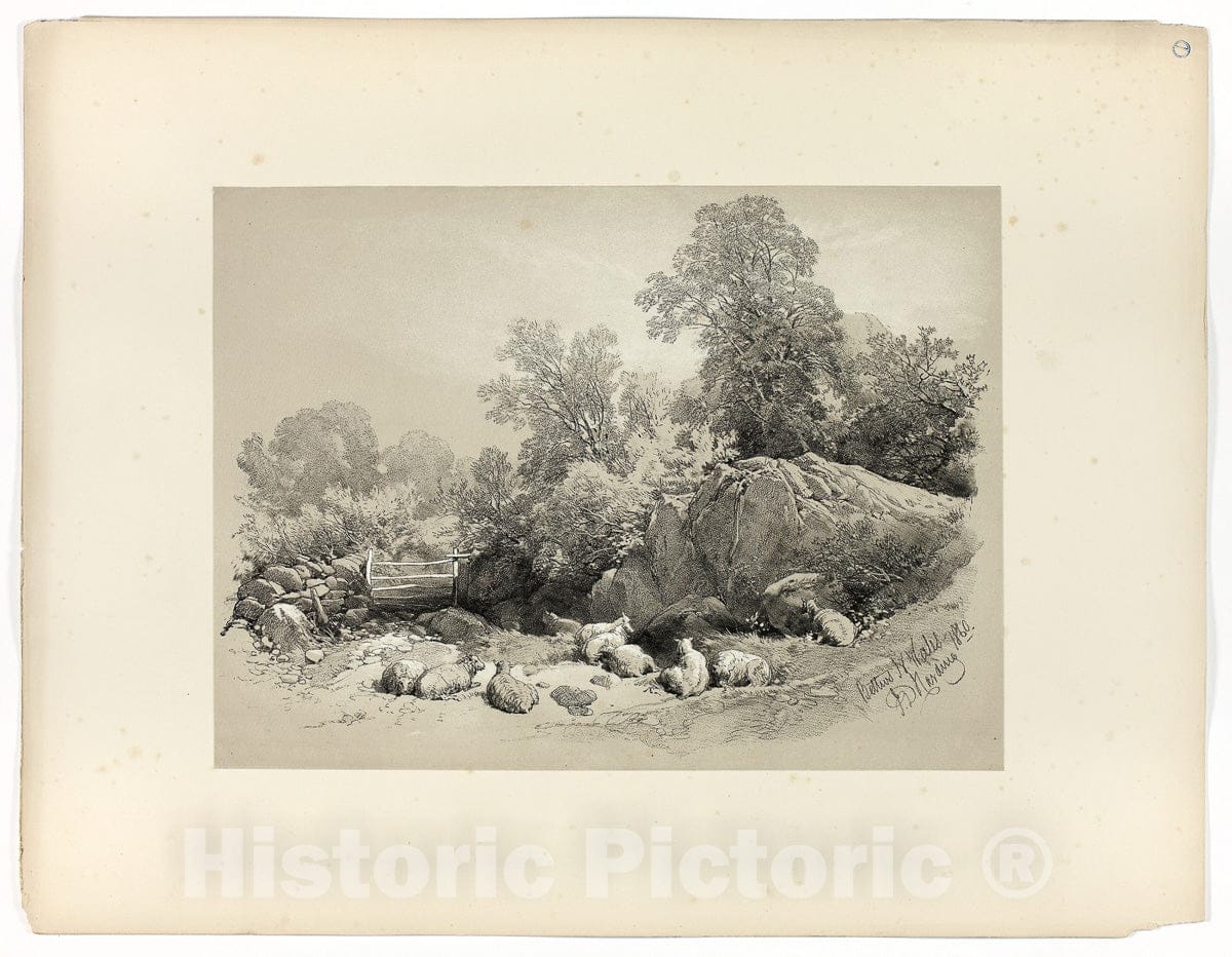 Art Print : Bettws, N. Wales, from Picturesque Selections, James Duffield Harding, c 1860, Vintage Wall Decor :