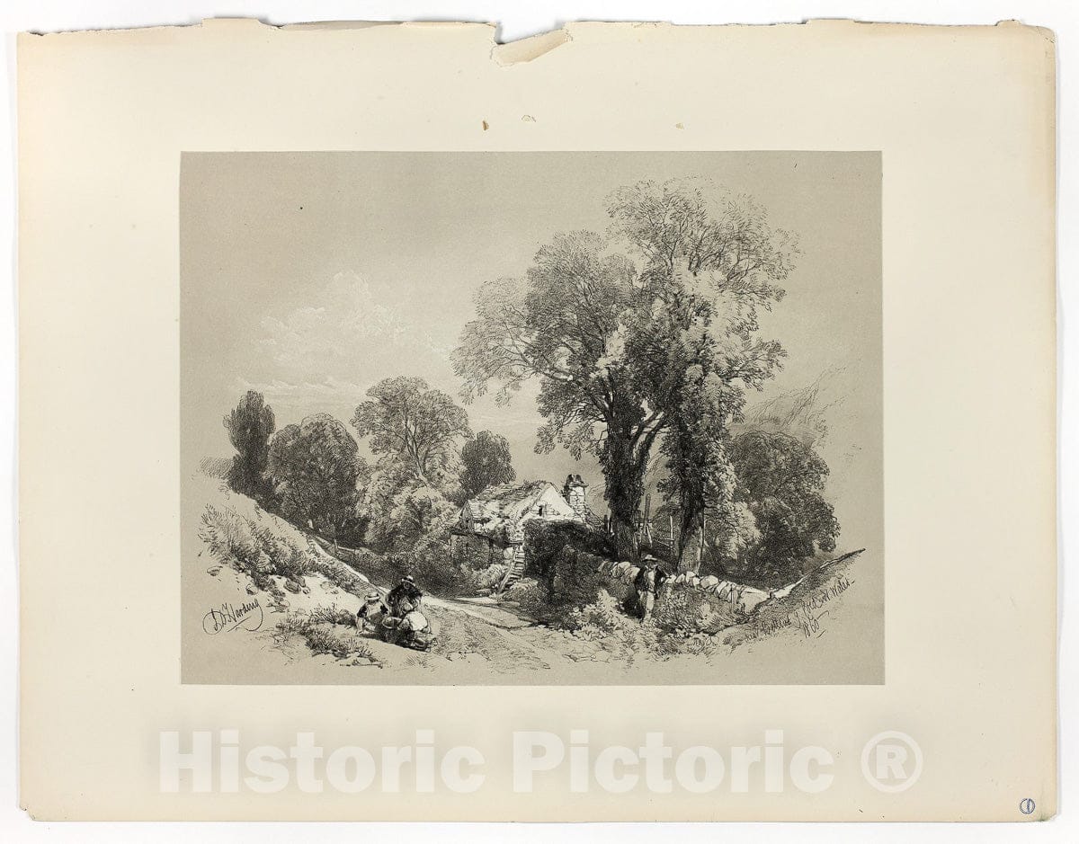 Art Print : Near Bettws y Coed, N. Wales, from Picturesque Selections, James Duffield Harding, c 1960, Vintage Wall Decor :