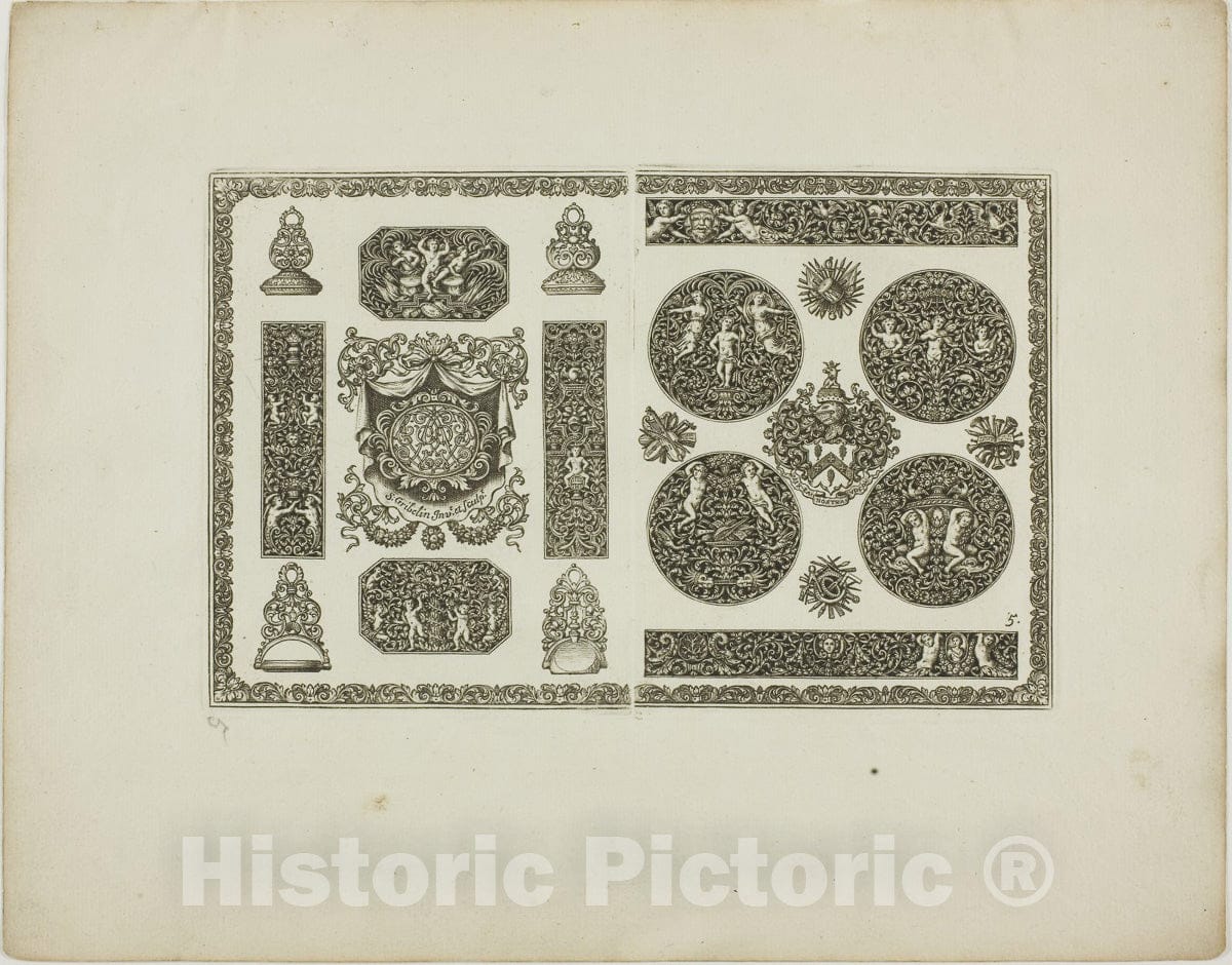 Art Print : Plate Five, from Book of Ornament, Simon Gribelin, II, c 1793, Vintage Wall Decor :