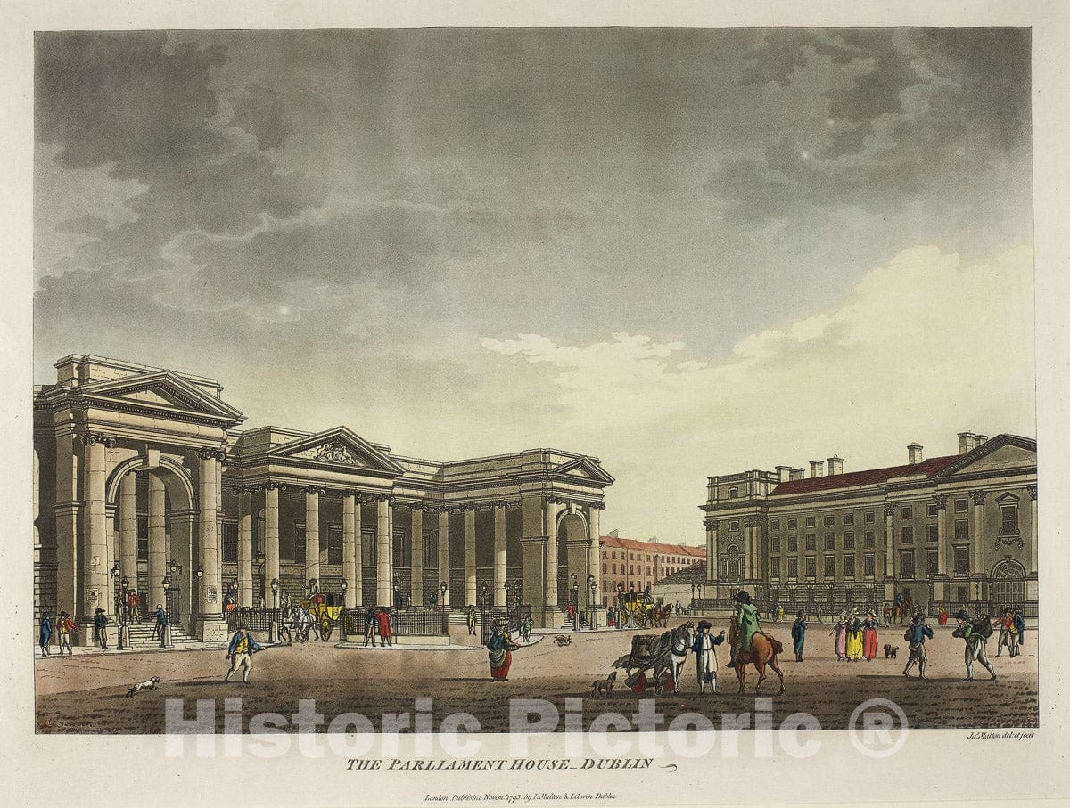 Art Print : The Parliament House - Dublin, James Malton, c 1796, Vintage Wall Decor :