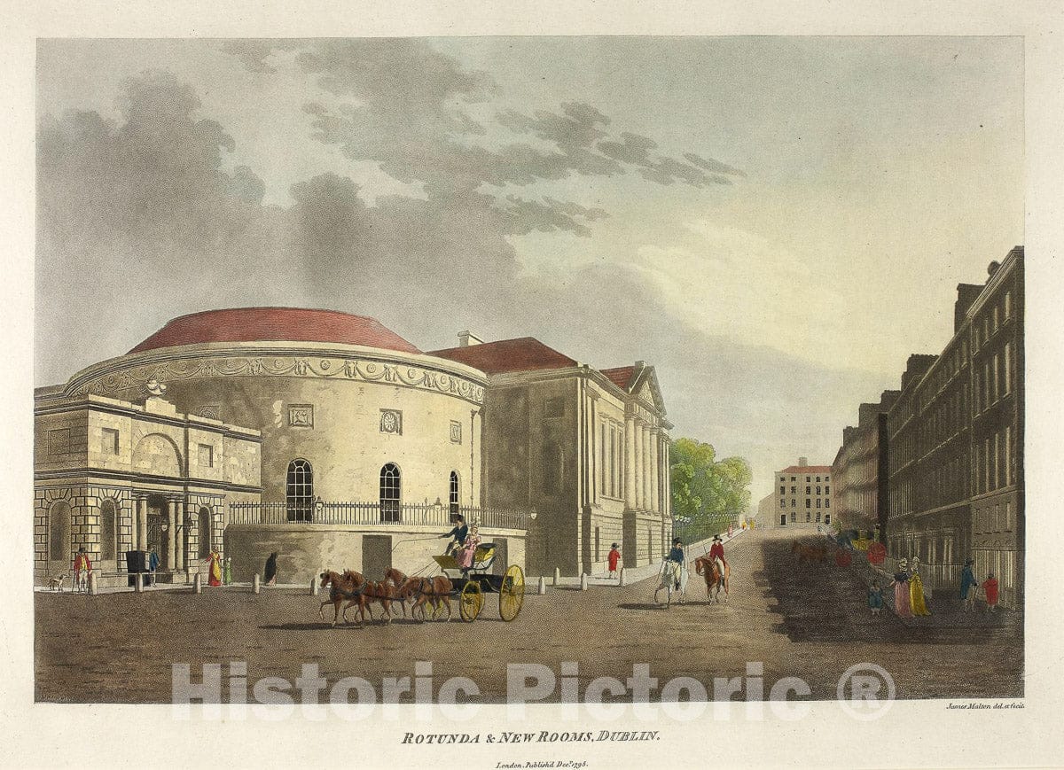 Art Print : Rotunda and New Rooms - Dublin, James Malton, c.1798, Vintage Wall Decor :