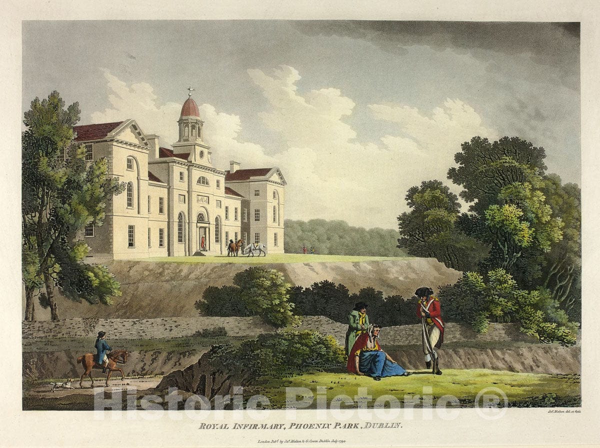 Art Print : Royal Infirmary Phoenix Park, Dublin, James Malton, c 1796, Vintage Wall Decor :