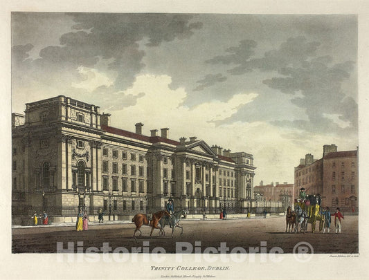 Art Print : Trinity College, Dublin, James Malton, c.1798, Vintage Wall Decor :