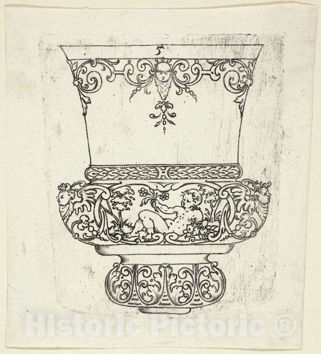 Art Print : Plate 5, from twenty ornamental designs for goblets and beakers, Master A.P., c.1604, Vintage Wall Decor :